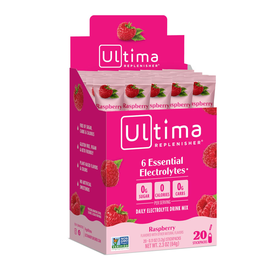 Ultima Replenisher Electrolyte Hydration Drink Mix, Raspberry, 20 Count