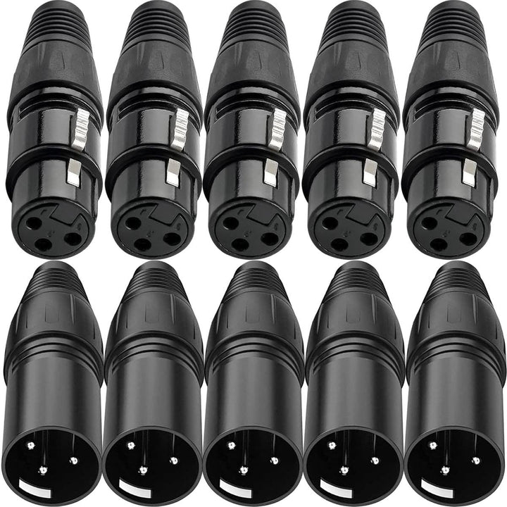 SAHENITEANA XLR Solder Connector, 5 Male and 5 Female, 10 Count
