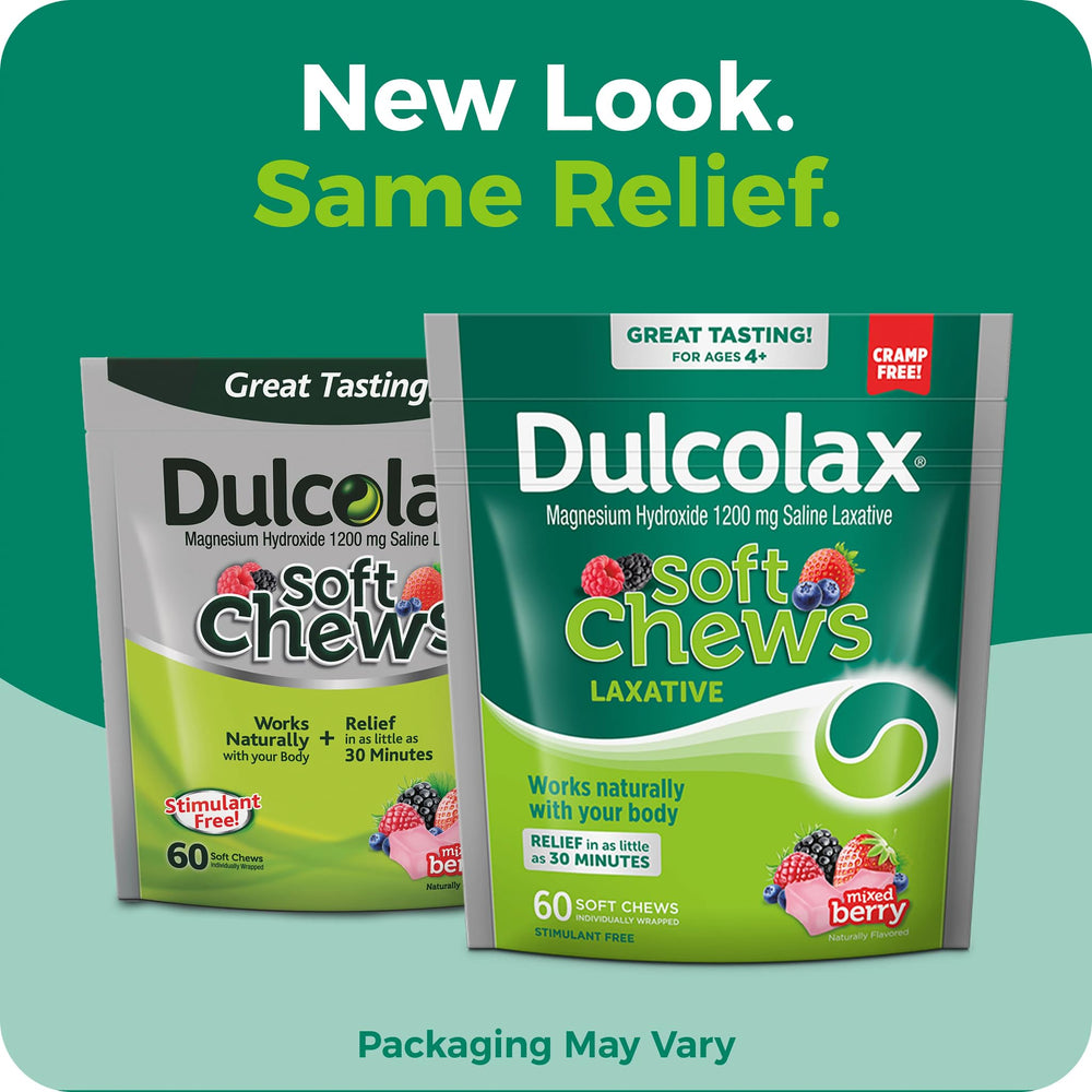 Dulcolax Soft Chews Saline Laxative, Mixed Berry, 60 Count