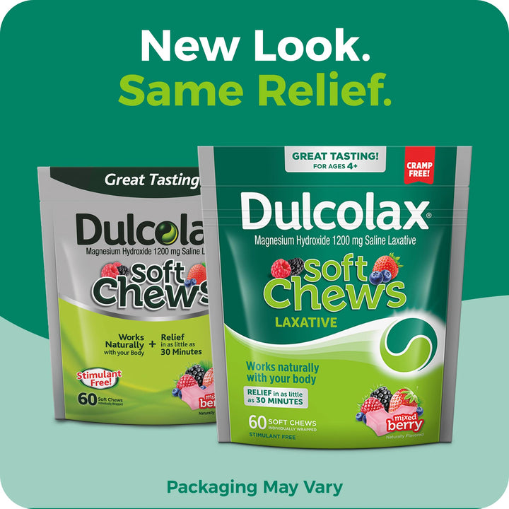 Dulcolax Soft Chews Saline Laxative, Mixed Berry, 60 Count