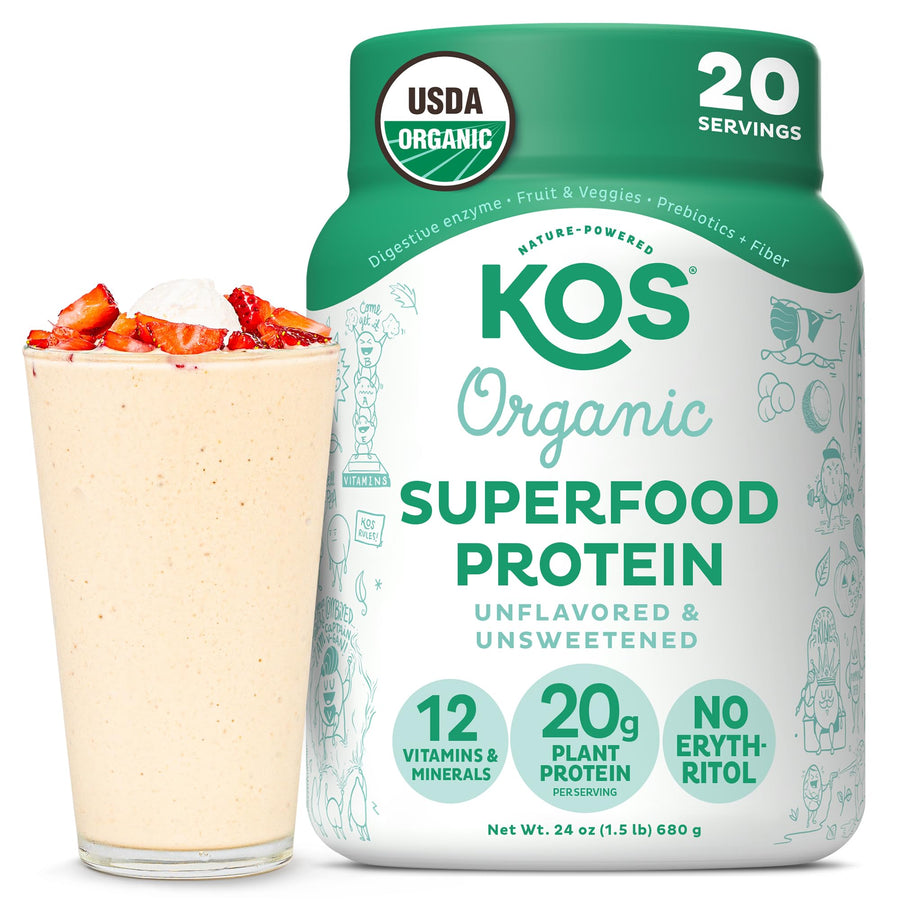 KOS Dairy Free Protein Powder, Unsweetened Unflavored, 1.5 lb