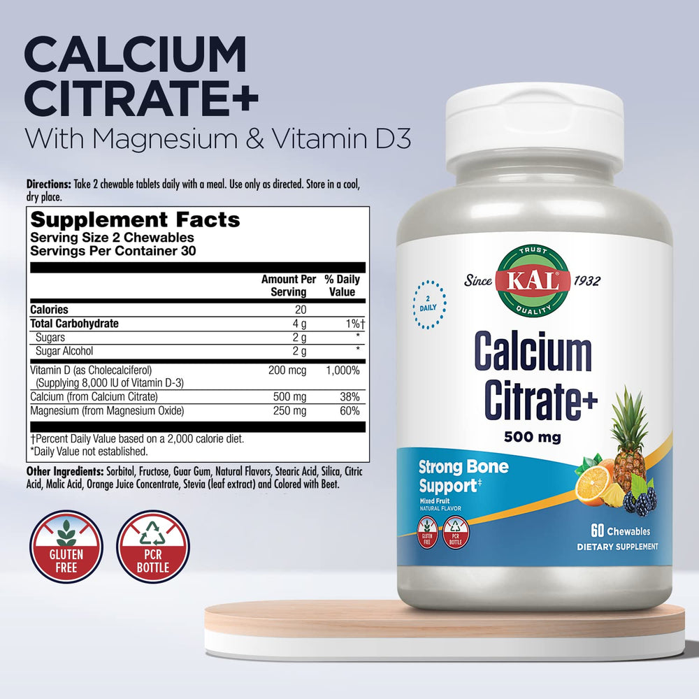 KAL Calcium Citrate Chewable, 60 Count
