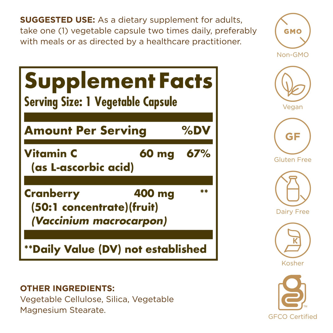 Solgar Cranberry with Vitamin C, 60 Count