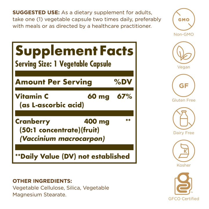 Solgar Cranberry with Vitamin C, 60 Count
