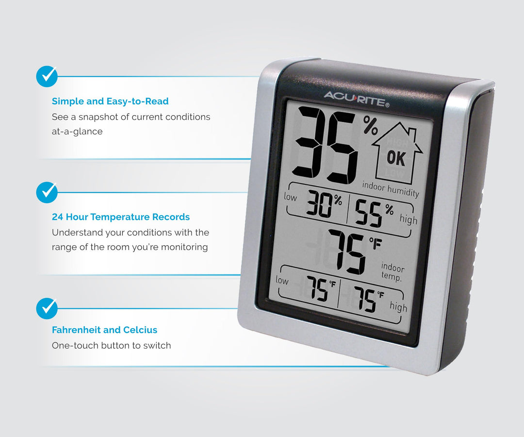 AcuRite Wireless Digital Indoor Thermometer and Hygrometer, 00613