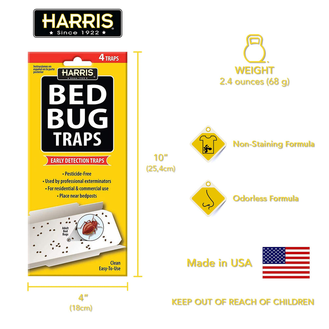 HARRIS Bed Bug Traps, 4 Count, Pack of 4