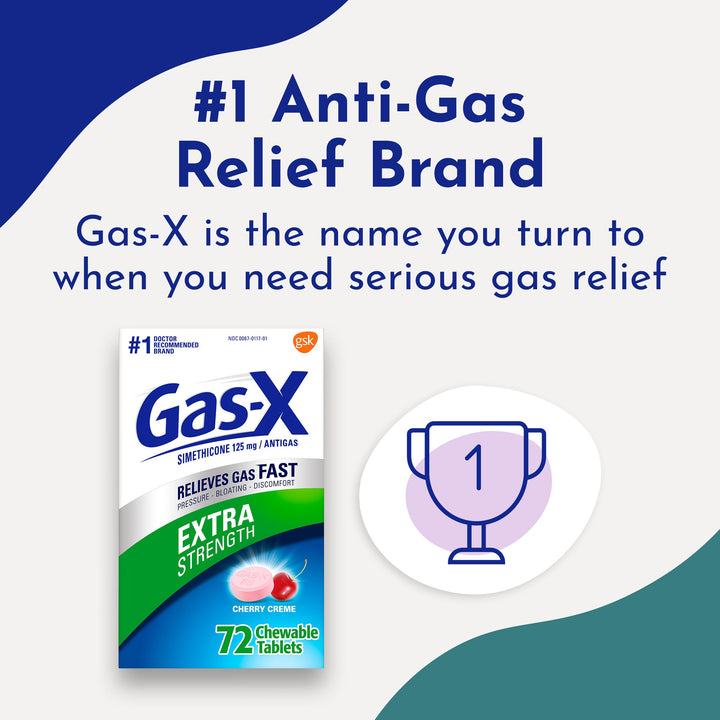 Gas-X Extra Strength Chewable Tablets, Cherry, 72 Count