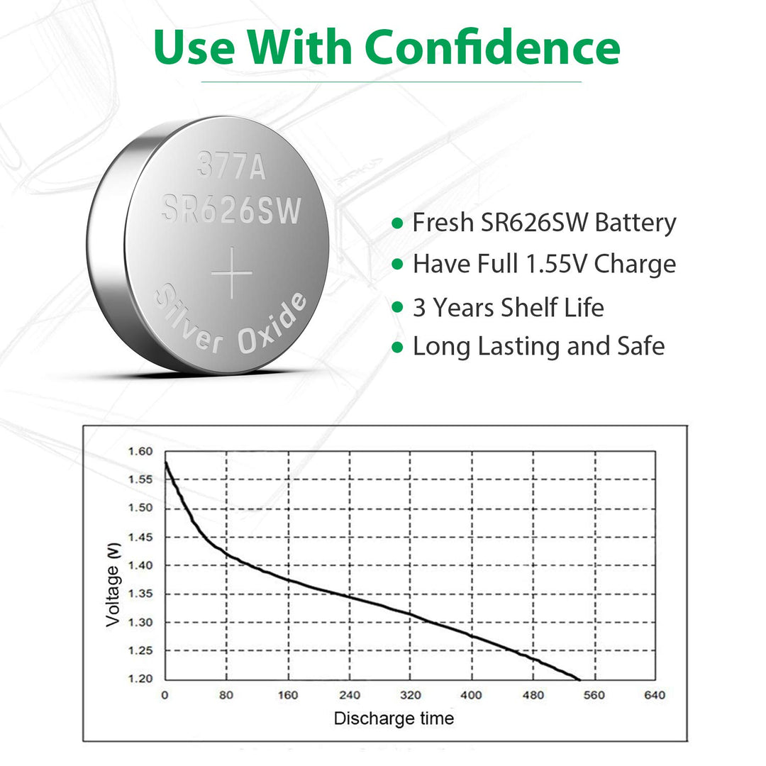 LiCB 377 Button Cell Watch Batteries, 10 Count