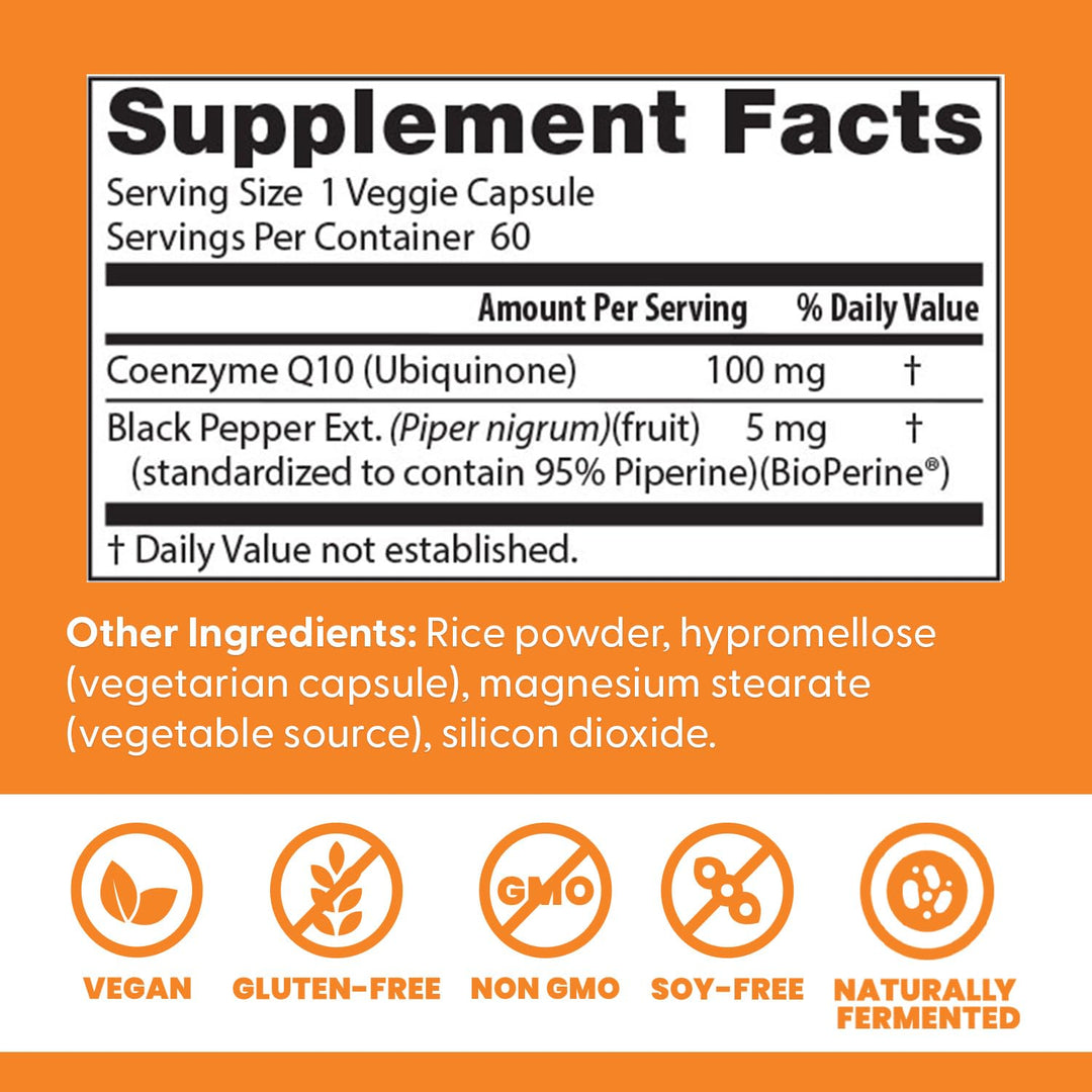 Doctor's Best High Absorption CoQ10 with BioPerine, 100 mg, 60 Count
