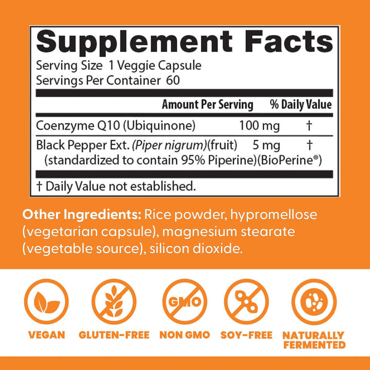 Doctor's Best High Absorption CoQ10 with BioPerine, 100 mg, 60 Count