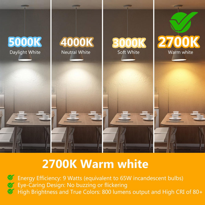 dalattin BR30 LED Bulb, Dimmable, 2700K Warm White, 12 Count