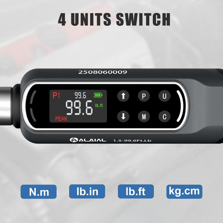 ALAIAL Digital Torque Wrench, 3/8 Drive, 1.5-99.6 ft lb
