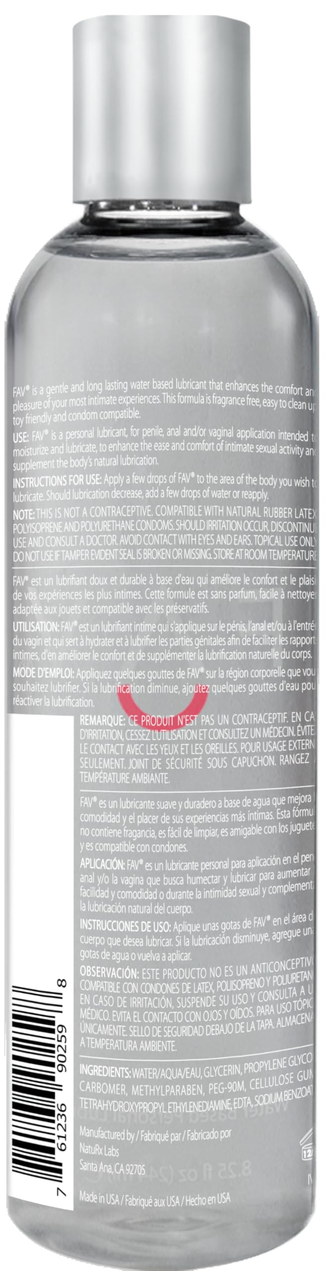 FAV Water Based Lubricant, 8.25 fl oz