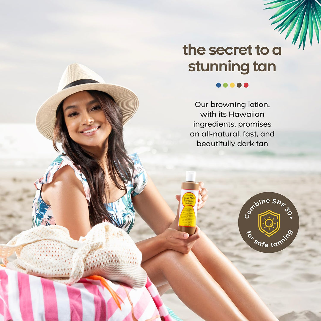 Maui Babe Browning Lotion, All Natural Fast Dark Tan, 8 fl oz