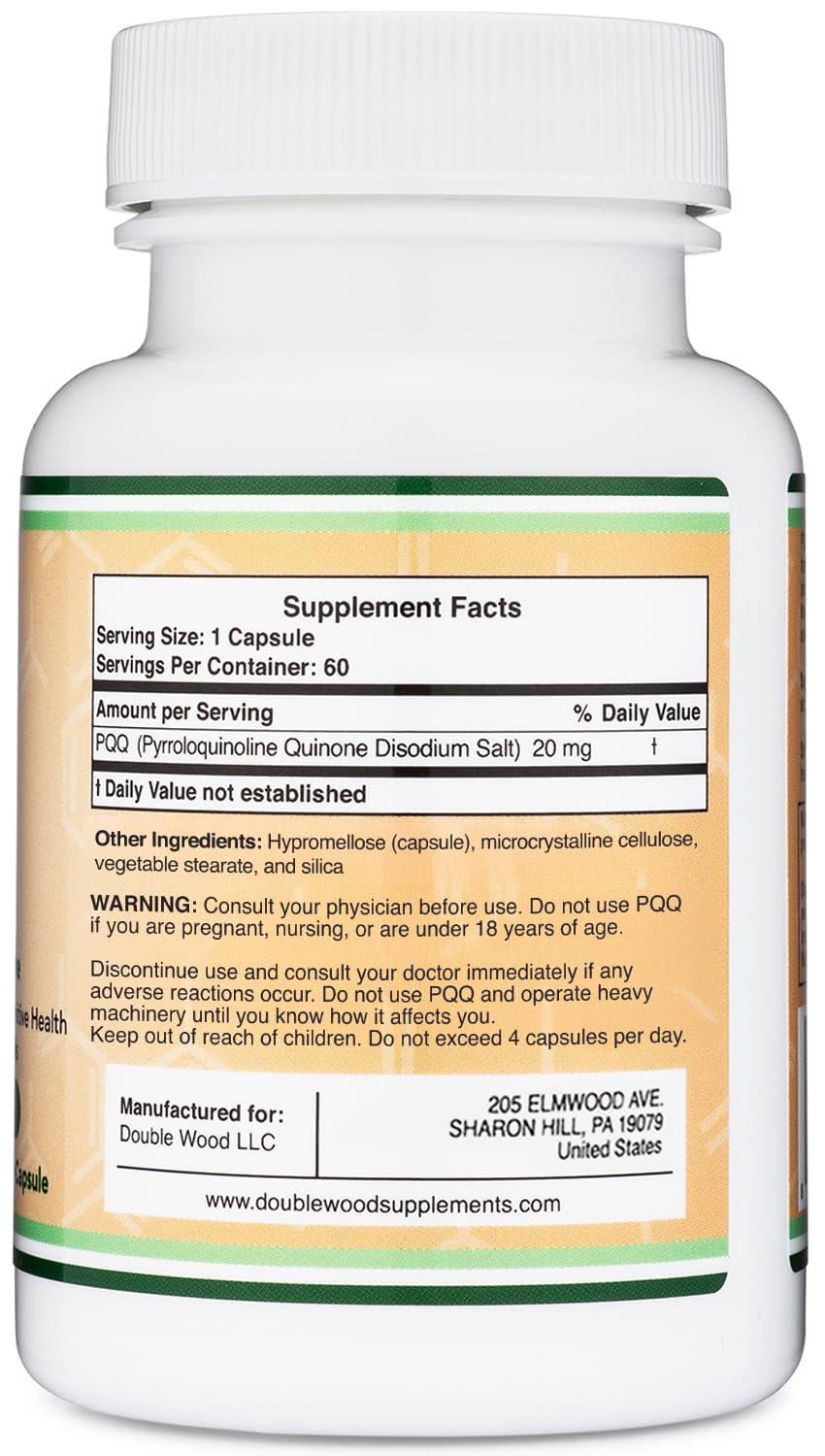Double Wood Supplements PQQ, 20 mg, 60 Count