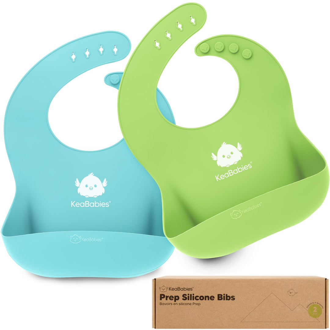 KeaBabies Silicone Baby Bibs, Cloud Nine, 2 Count