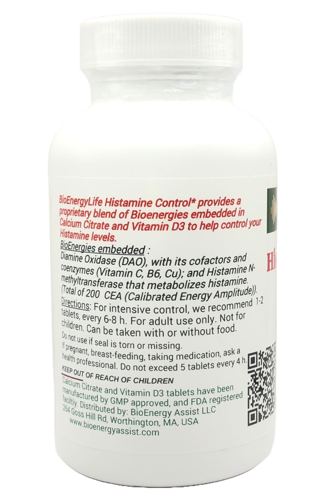 BioEnergyLife Histamine Control Tablets, 120 Count