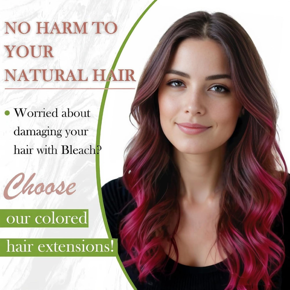 RUNATURE Tape in Hair Extensions Human Hair, Hot Pink, 20 Inch 25g 10 Count