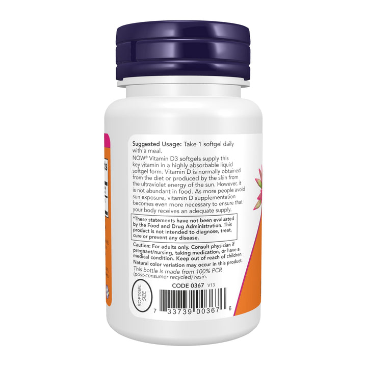 NOW Vitamin D3 2000 IU, 120 Count