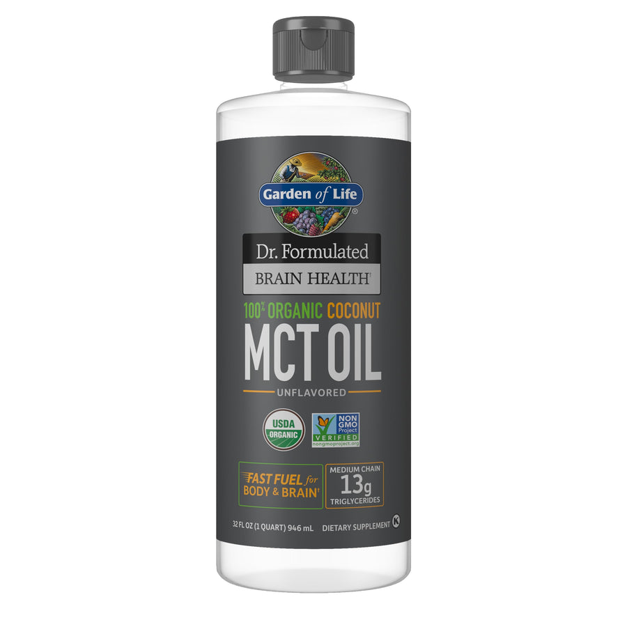 Garden of Life Dr. Formulated Brain Health Organic Coconut MCT Oil, Unflavored, 32 fl oz