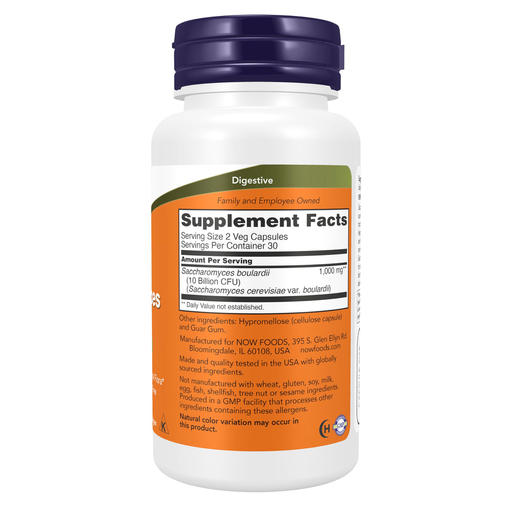 NOW Saccharomyces Boulardii Probiotic, 5 Bil CFU, 60 Count