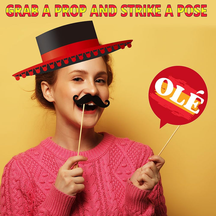 Htabiol Spanish Photo Booth Props, 37 Count