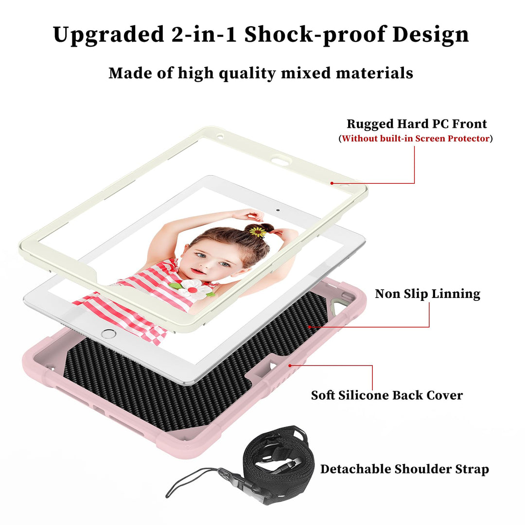 Hogenl iPad Case With Pencil Holder, Pink, 10.2 in