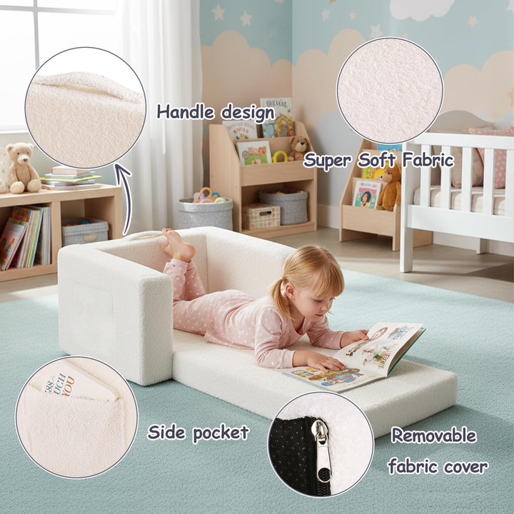 TIITA 2-in-1 Kids Sofa And Chair With Removable Cover And Handle