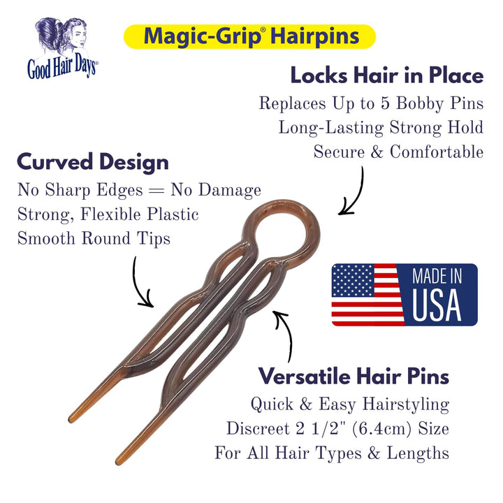 Good Hair Days Magic-Grip Hair Pins, Shell, 10 Count