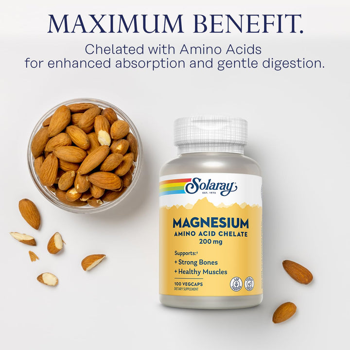 SOLARAY Magnesium Capsules, 200 mg, 100 Count