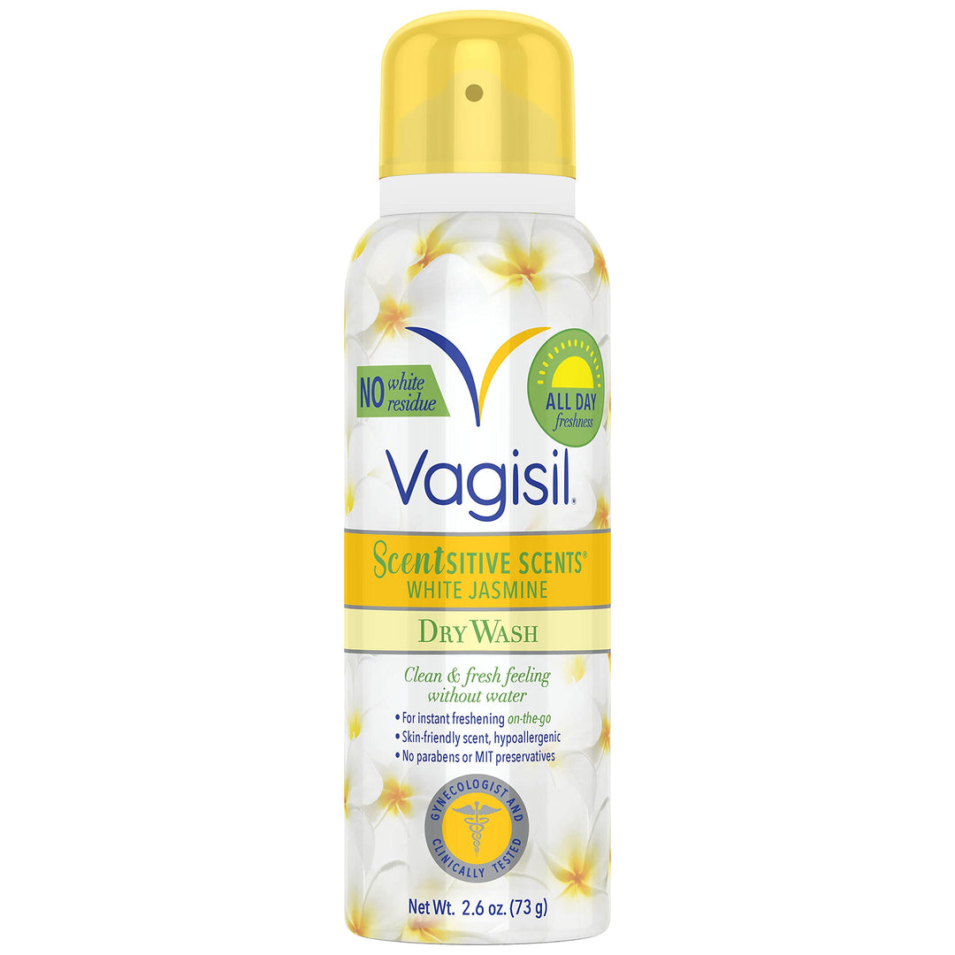 Vagisil Scentsitive Scents Dry Wash Deodorant Spray, White Jasmine