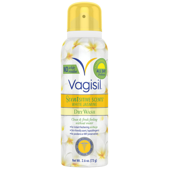 Vagisil Scentsitive Scents Dry Wash Deodorant Spray, White Jasmine