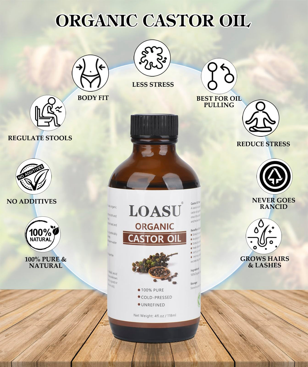 Loasu Castor Oil Pack Kit, 4 fl oz