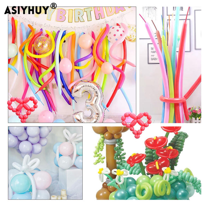 ASIYUHY Twisting Animal Balloons, Pastel Assorted, 100 Count