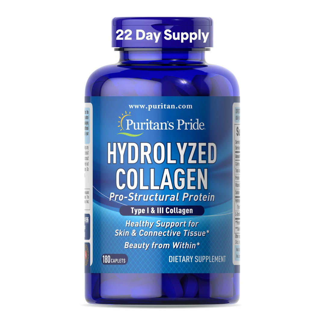 Puritan's Pride Hydrolyzed Collagen 1000 mg Caplets, 180 Count