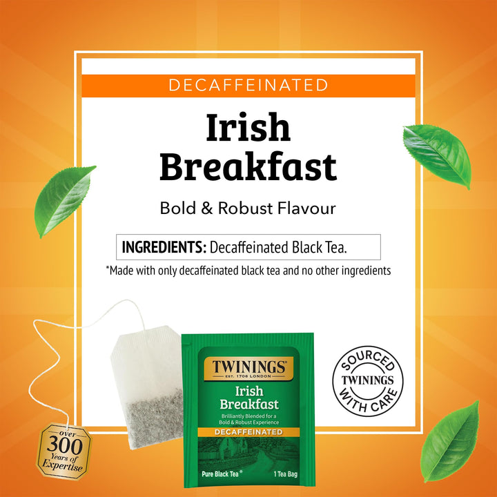 Twinings Decaffeinated Irish Breakfast Black Tea, 20 Count