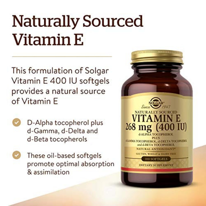 Solgar Vitamin E 268mg 400 IU Softgels, 100 Count