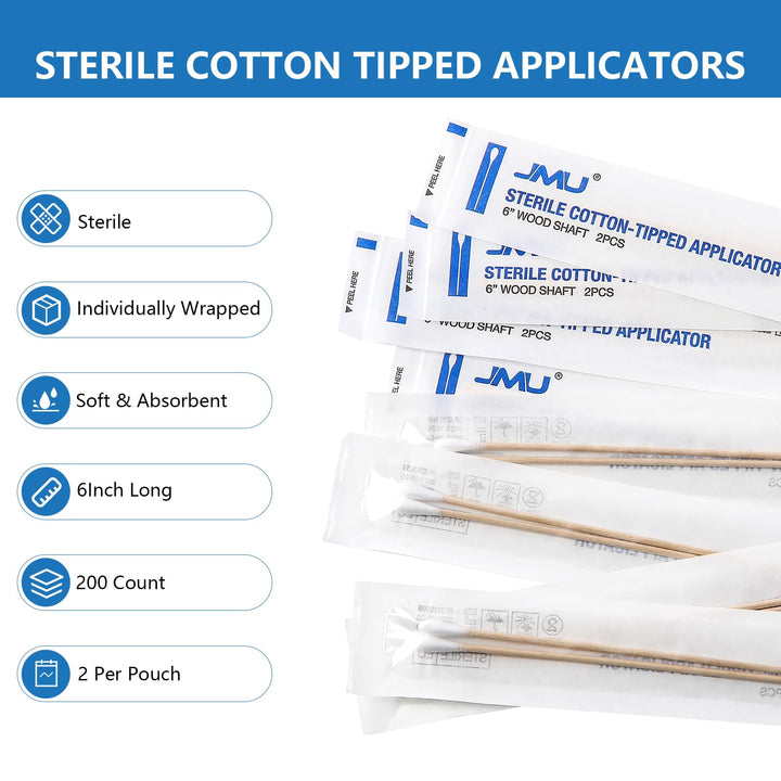 JMU Cotton Tipped Applicators, 6 in, 200 Count