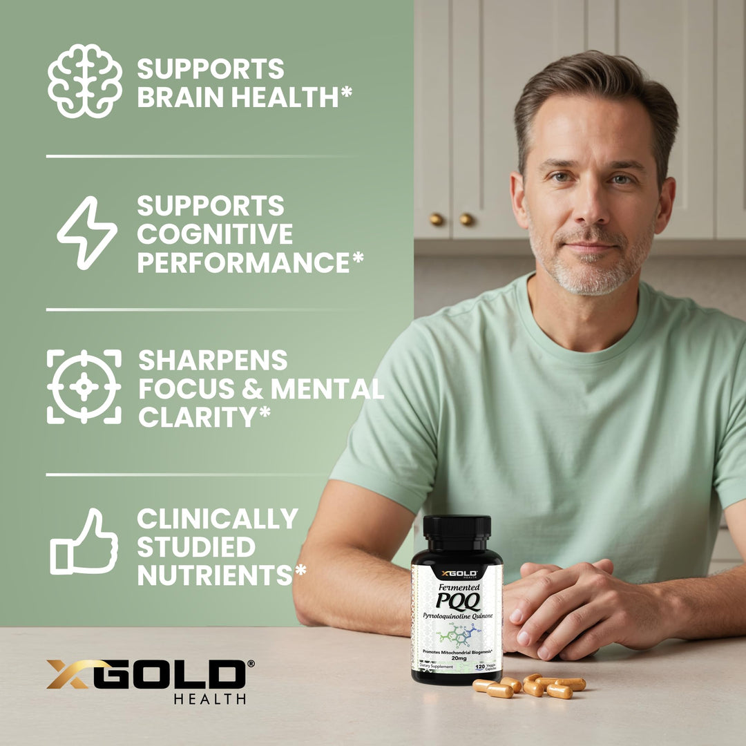 X Gold Health PQQ Supplement Veggie Capsules, 120 Count