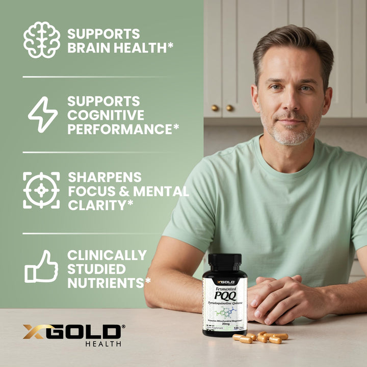 X Gold Health PQQ Supplement Veggie Capsules, 120 Count