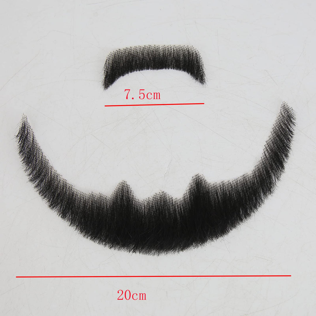 Zigzag Hair Face Beard Extension Human Hair, Black, 6 Count