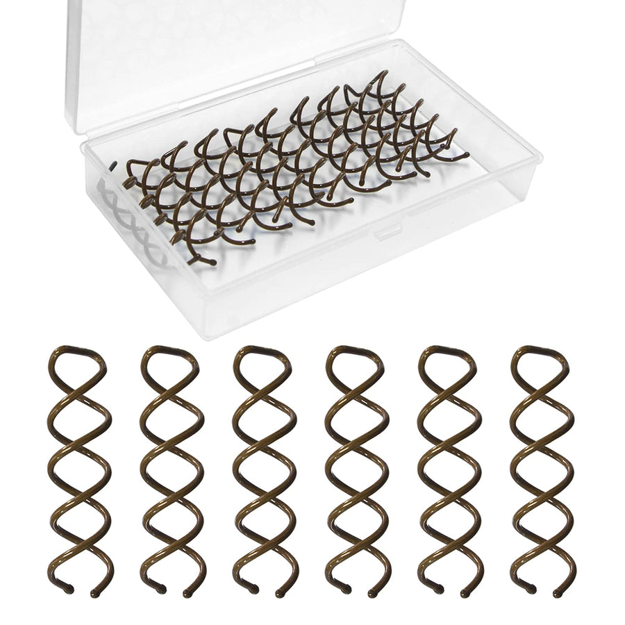 MAORULU Spiral Bobby Pins, Brown, 20 Count