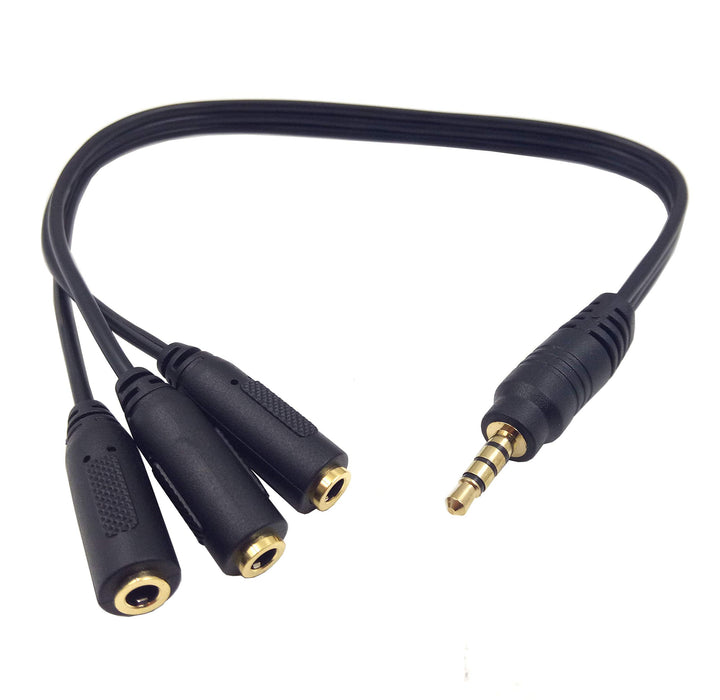 Haokiang 3.5mm TRRS Male to 3x Female Stereo Splitter Audio Cable, Gold-Plated, 9 Inch