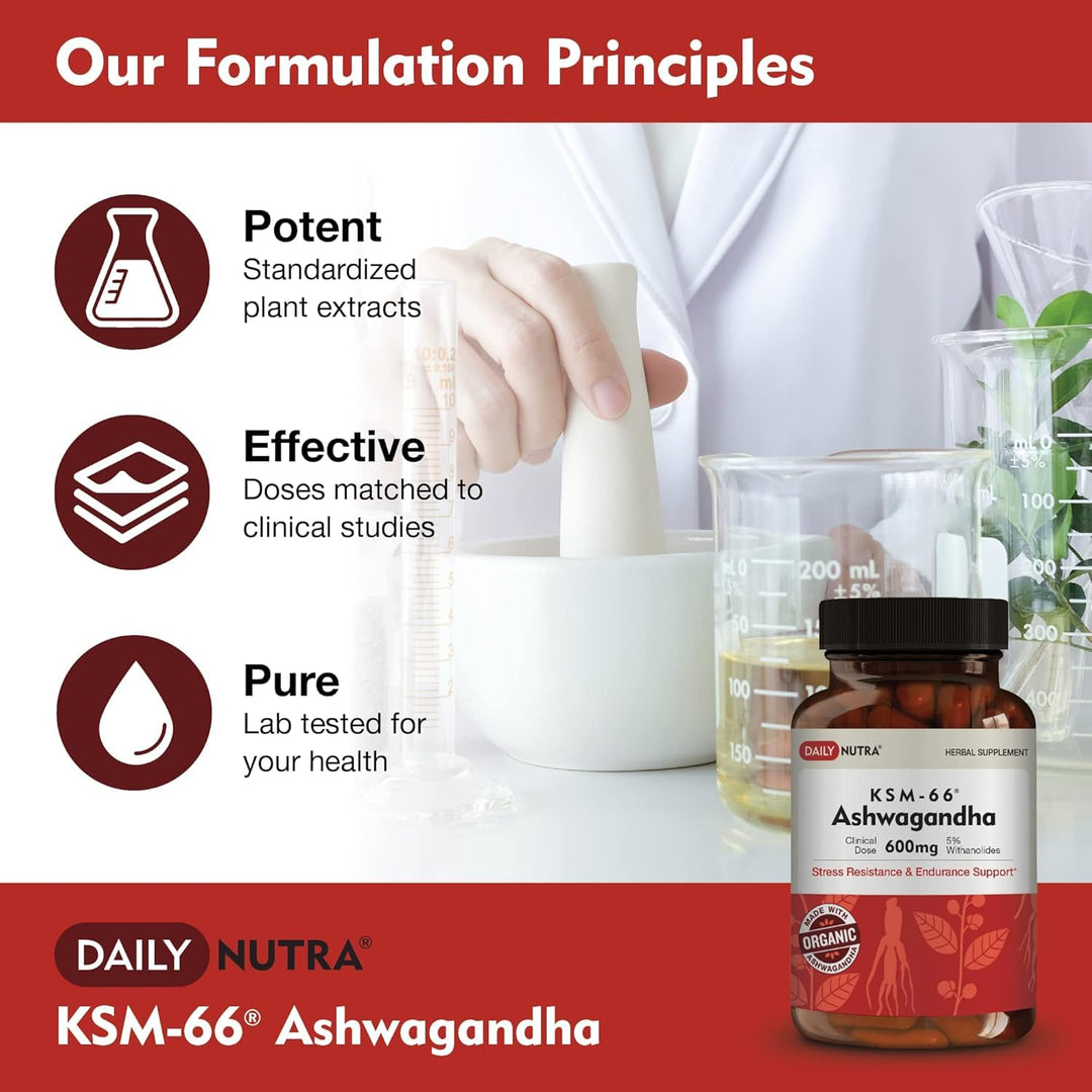 DailyNutra KSM-66 Ashwagandha Organic Root Extract, 600 mg, 90 Count