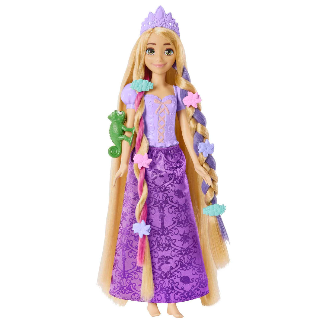Mattel Disney Princess Rapunzel Fashion Doll, 2 Color-Change Hair Extensions & 10 Hairstyling Pieces