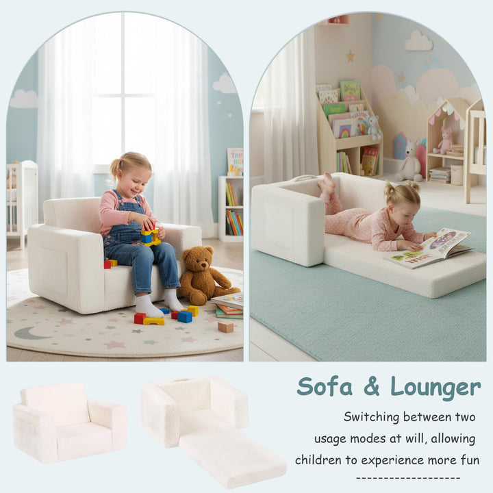 TIITA 2-in-1 Kids Sofa And Chair With Removable Cover And Handle