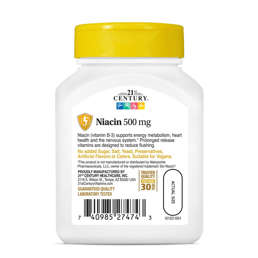21st Century Niacin Vitamin B3 Prolonged Release, 500 mg, 100 Count
