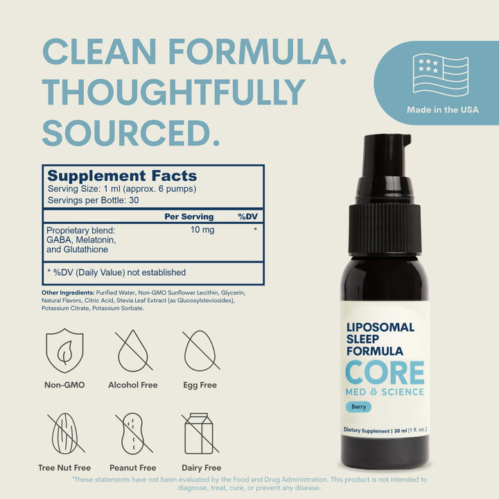 Core Med Science Liposomal Sleep Formula Liquid Spray, 1 fl oz