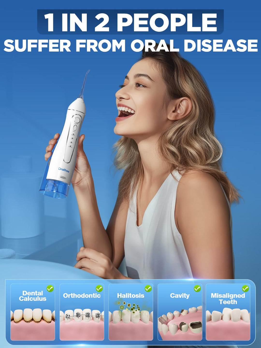 Oralfree Water Dental Flosser, White