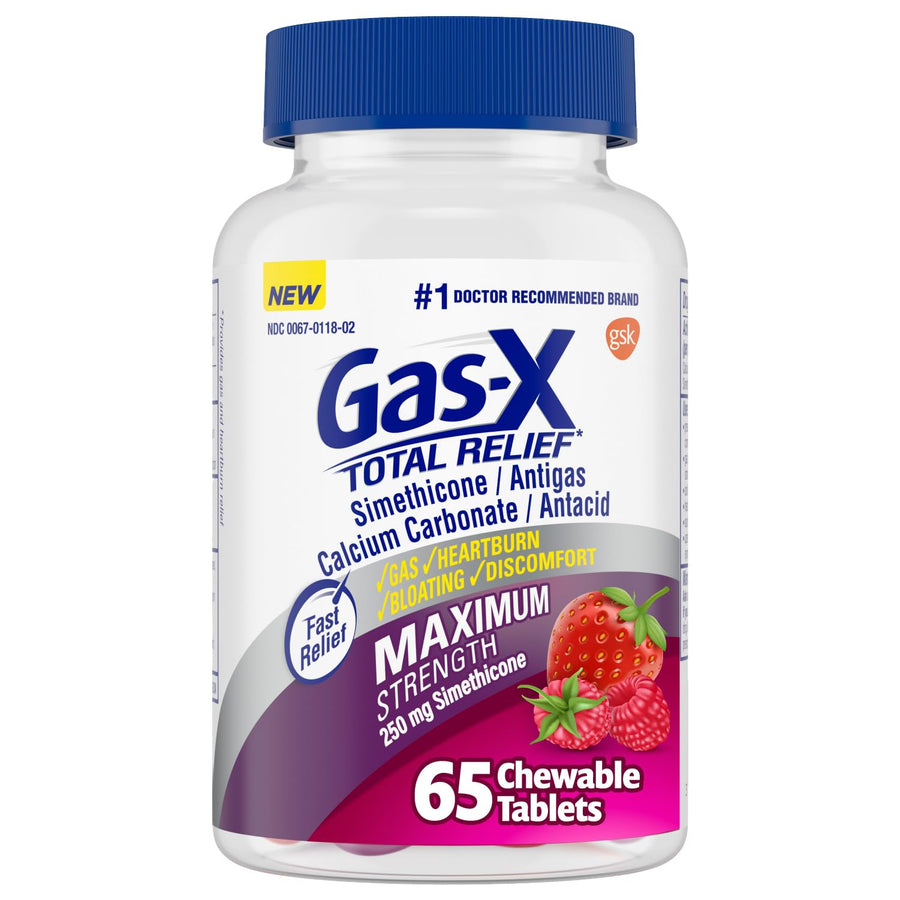 Gas-X Total Relief Chewable Tablets, Mixed Berries, 65 Count